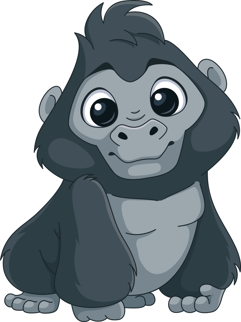 Cute Gorilla Cartoon Illustration